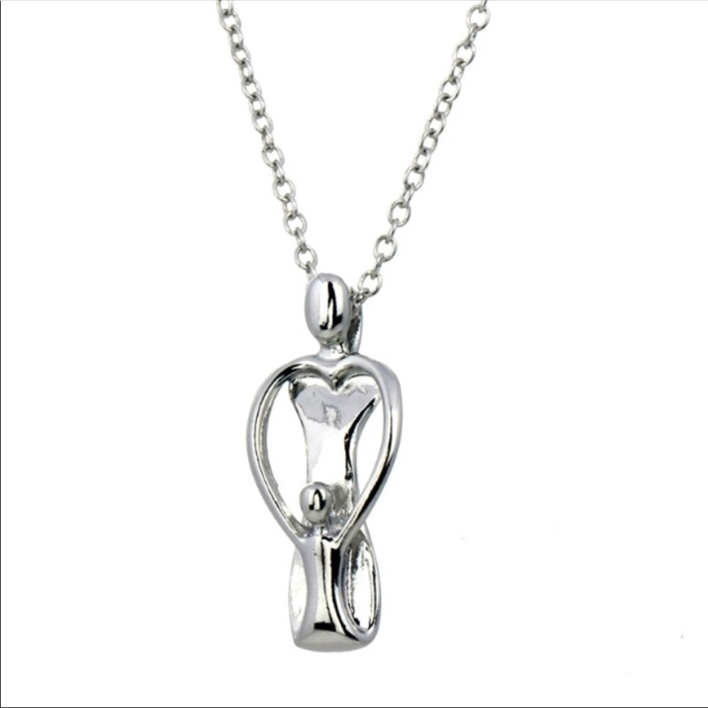 🆕 Delicate Silver Toned Mom W/ Child Necklace!!